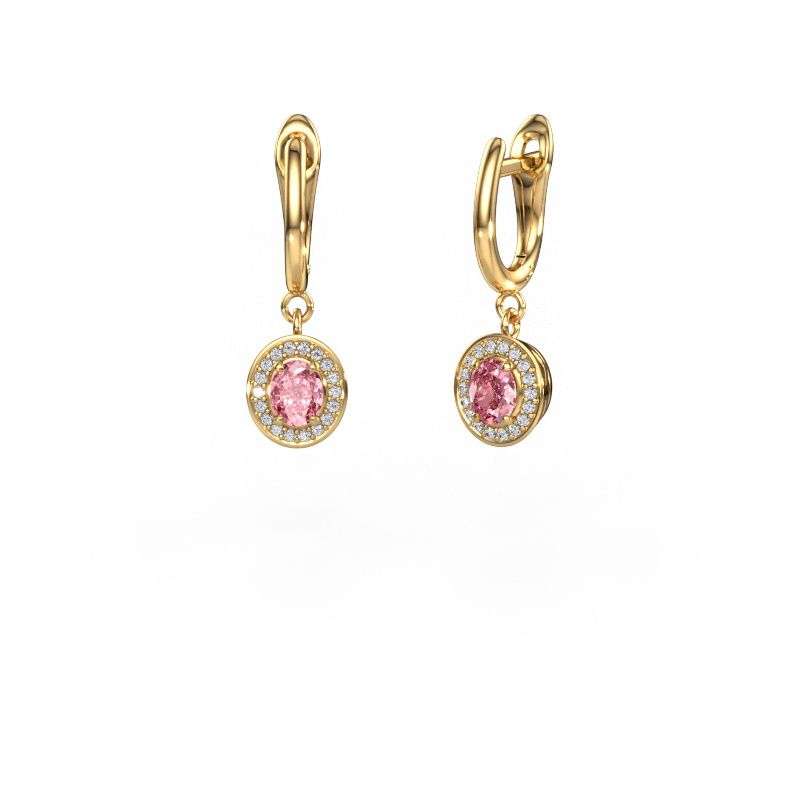 Drop earrings Nakita 585 gold pink lab grown diamond 5x4 mm