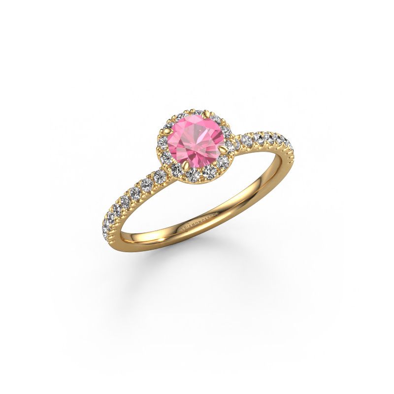 Bague de fiançailles Miranda RND 585 or jaune saphir rose 6.5 mm
