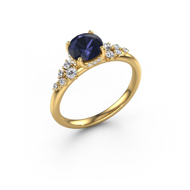 Bague de fiançailles Emma RND 585 or jaune saphir 6.5 mm