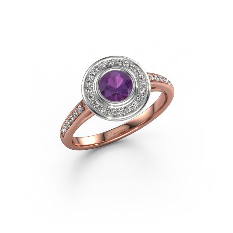 Bague de fiançailles Noud 2 RND 585 or rose améthyste 5 mm