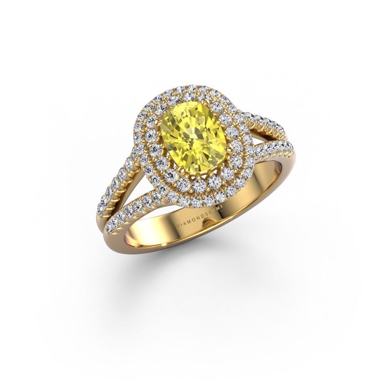 Engagement ring Elvie CSH 585 gold yellow lab grown diamond 6.8x5.2 mm