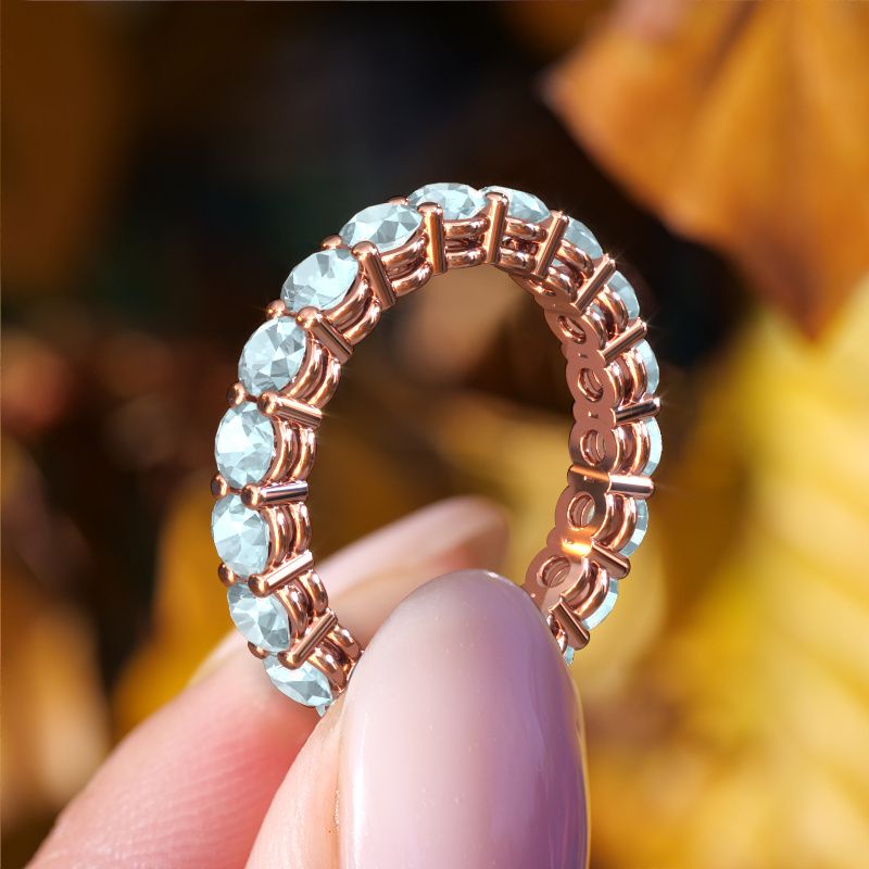 Image of Stackable ring Michelle full 3.4 585 rose gold aquamarine 3.4 mm