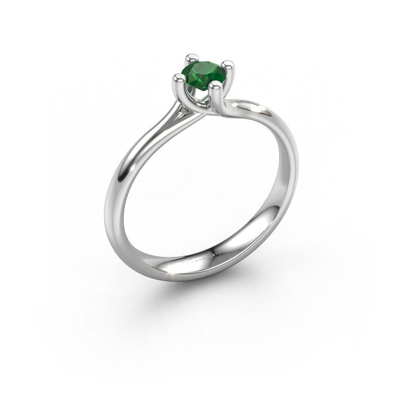 Engagement ring Dewi Round 585 white gold emerald 4 mm