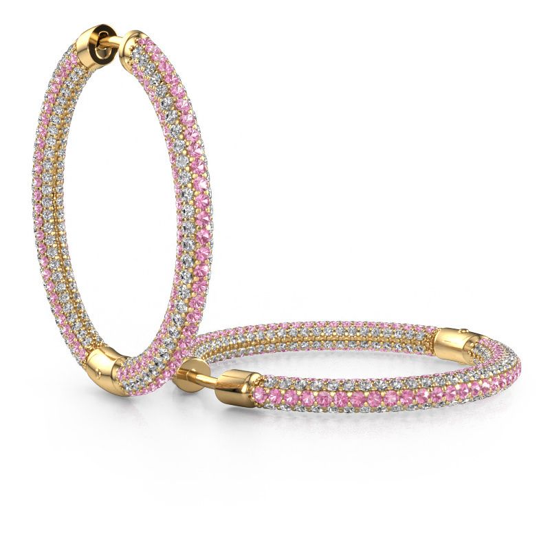 Créoles Hope 25mm 585 or jaune saphir rose 1 mm