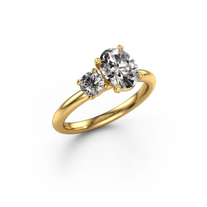 Anillo de compromiso Toi et Moi OVL-RND 585 oro circonita 8x6 mm