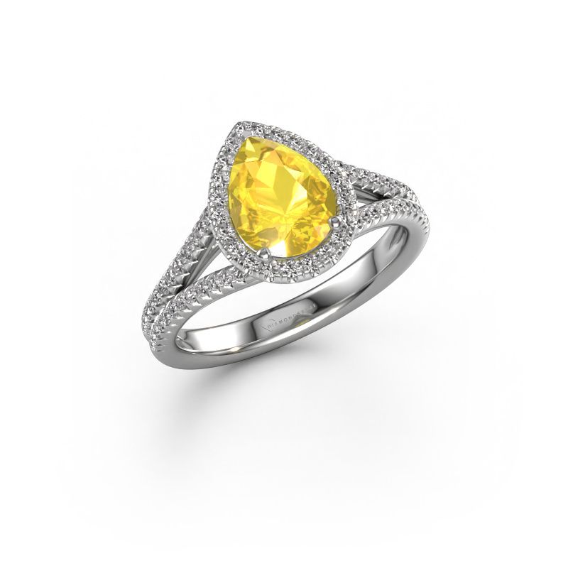 Engagement ring Verla pear 2 950 platinum yellow sapphire 8x6 mm