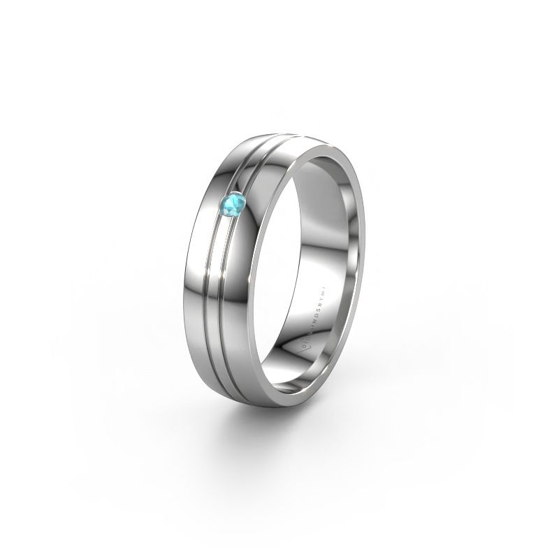 Wedding ring WH0420L25X 950 platinum blue topaz ±5x1.5 mm