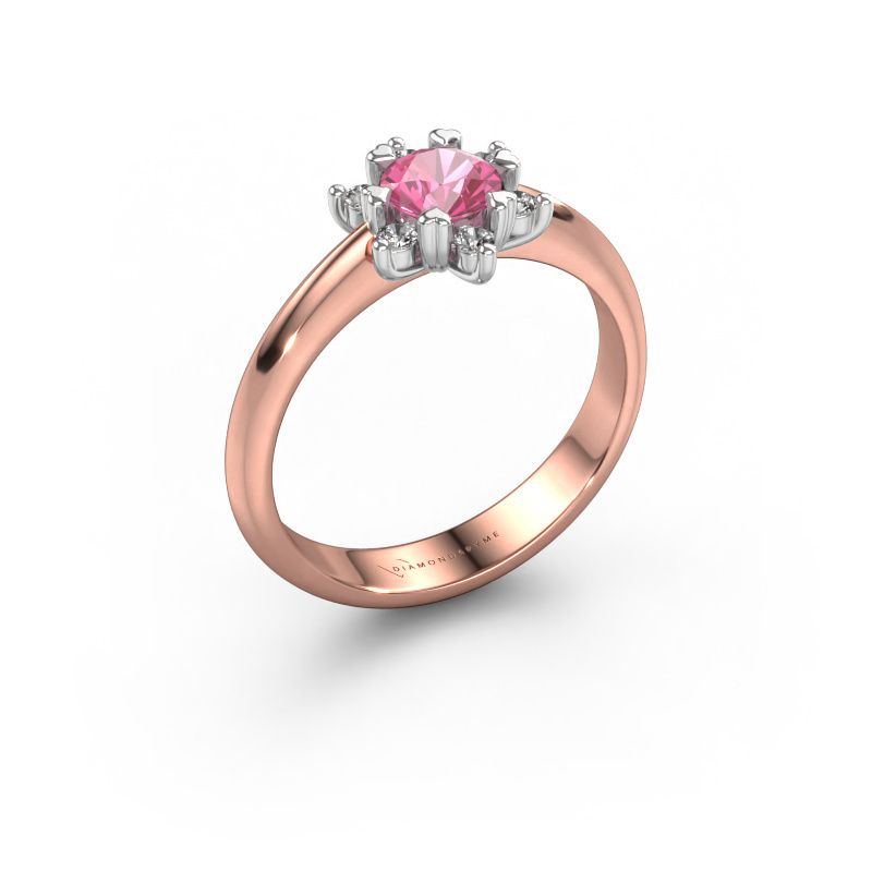Ring Liesbeth 585 rosé goud roze saffier 5 mm