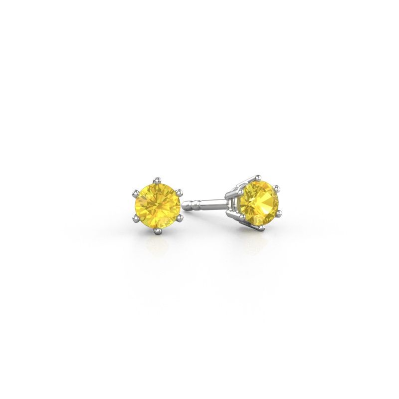 Earrings Fay 585 white gold yellow sapphire 4.2 mm
