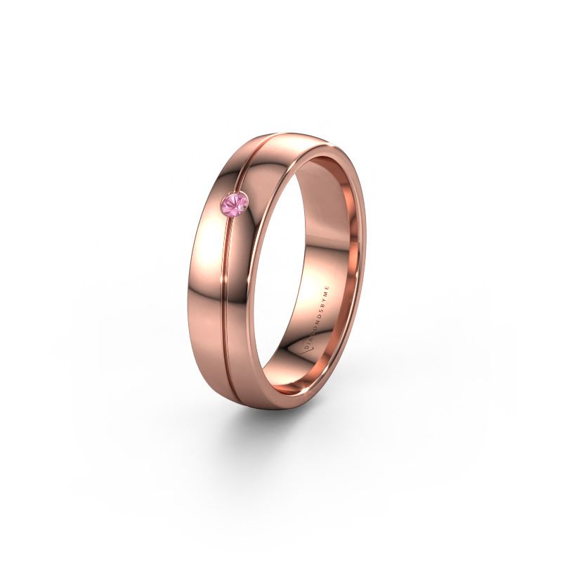 Wedding ring WH0901L25AP 585 rose gold pink sapphire ±5x1.7 mm