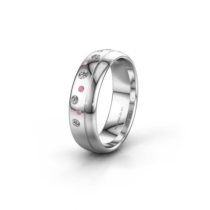 Afbeelding van Trouwring WH0317L36AP 950 platina roze saffier ±6x1.7 mm