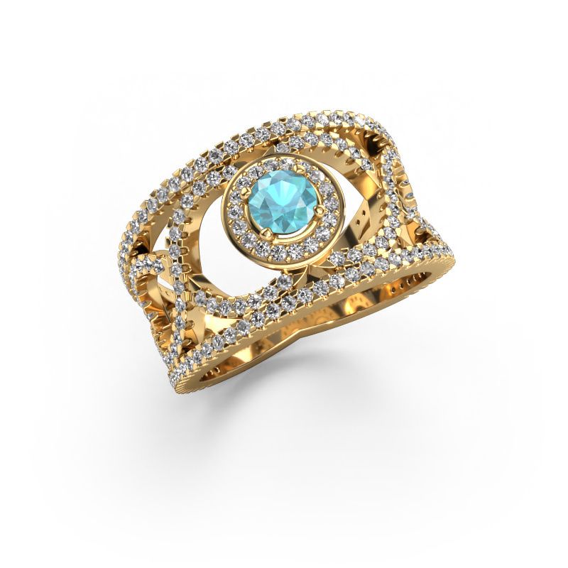 Ring Regina 585 gold blue topaz 4.2 mm