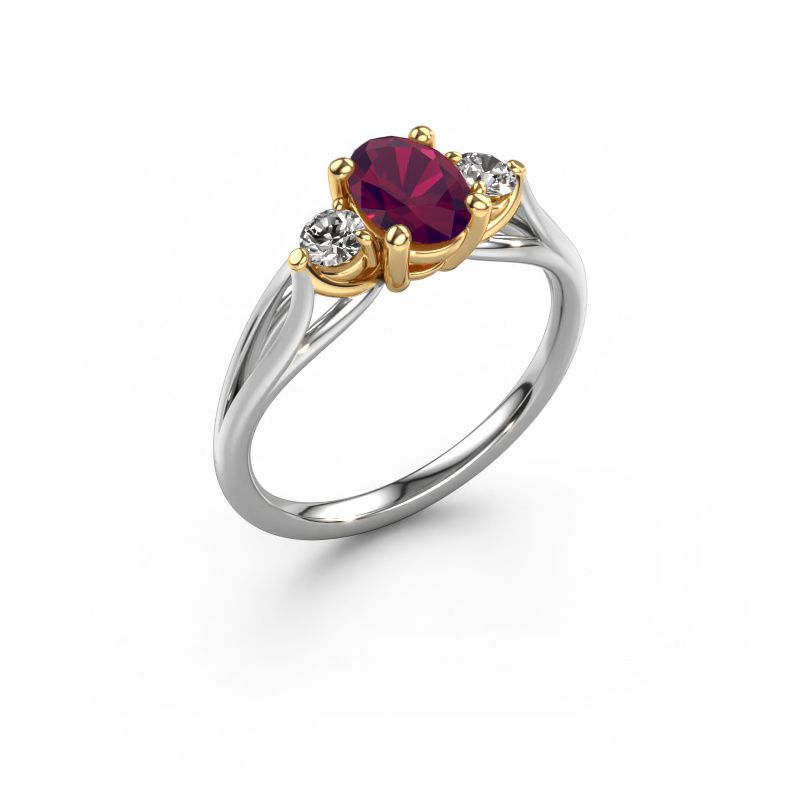 Verlobungsring Amie OVL 585 Weißgold Rhodolit 7x5 mm