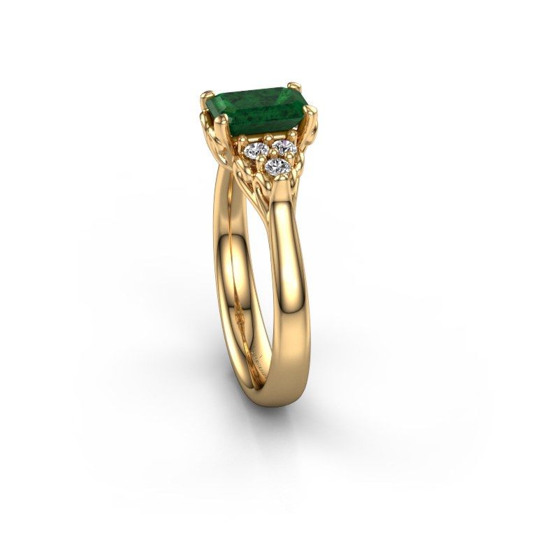 Afbeelding van Aanzoeksring Myrna EME<br/>585 goud<br/>Smaragd 7x5 mm