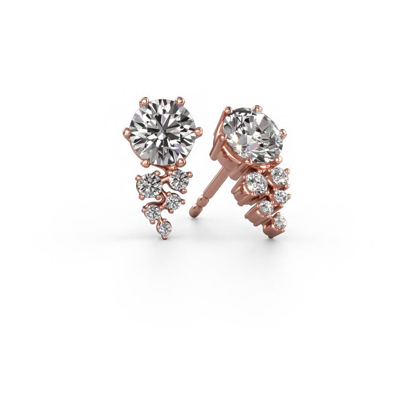 Boucles d'oreilles Royce 585 or rose diamant synthétique 0.80 crt
