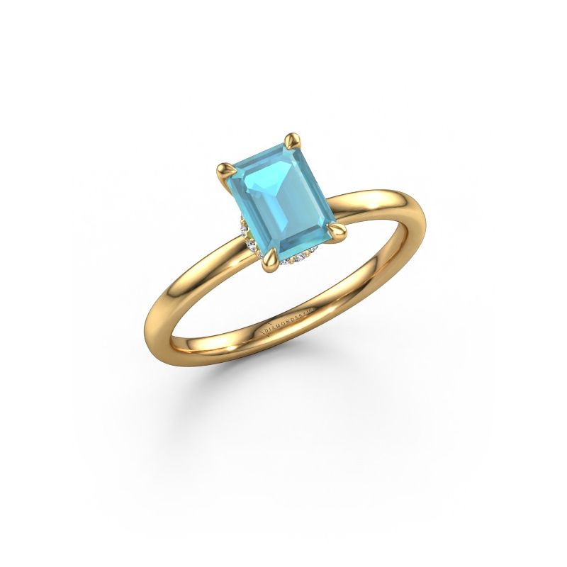 Engagement ring Crystal EME 3 585 gold blue topaz 7x5 mm