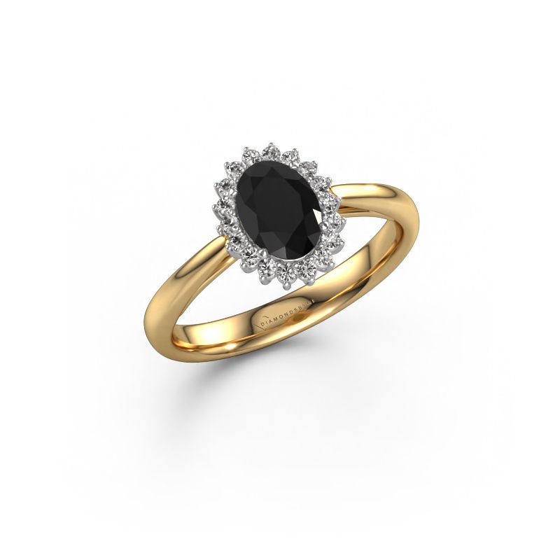 Bague de fiançailles Tilly ovl 1 585 or jaune diamant noir 1.05 crt