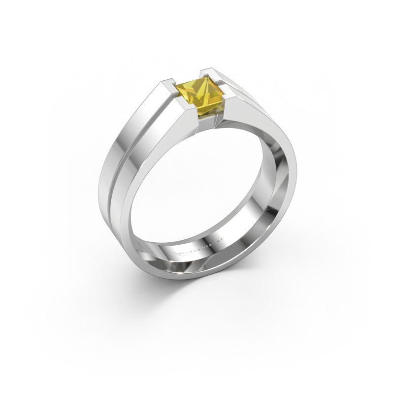Herrenring Stefan 950 Platin Gelb Saphir 4.5 mm