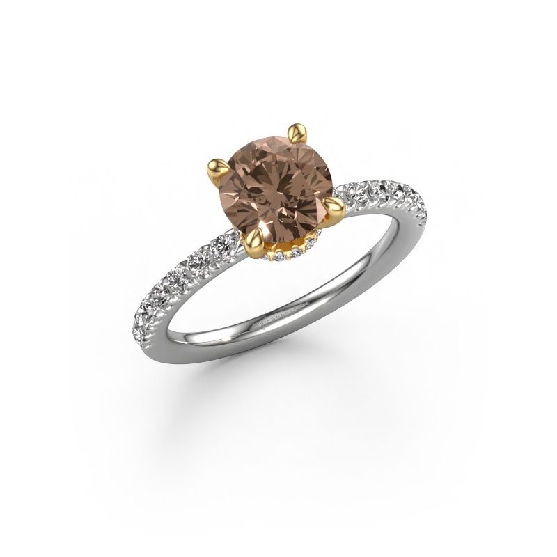 Verlovingsring Crystal rnd 4 585 witgoud bruine diamant 1.66 crt