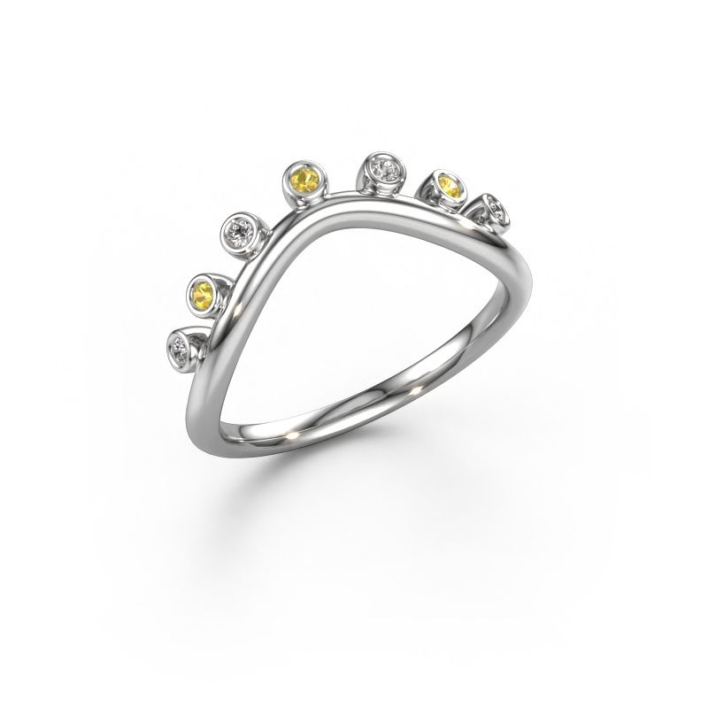 Stacking ring Drop B 585 white gold yellow sapphire 1.4 mm