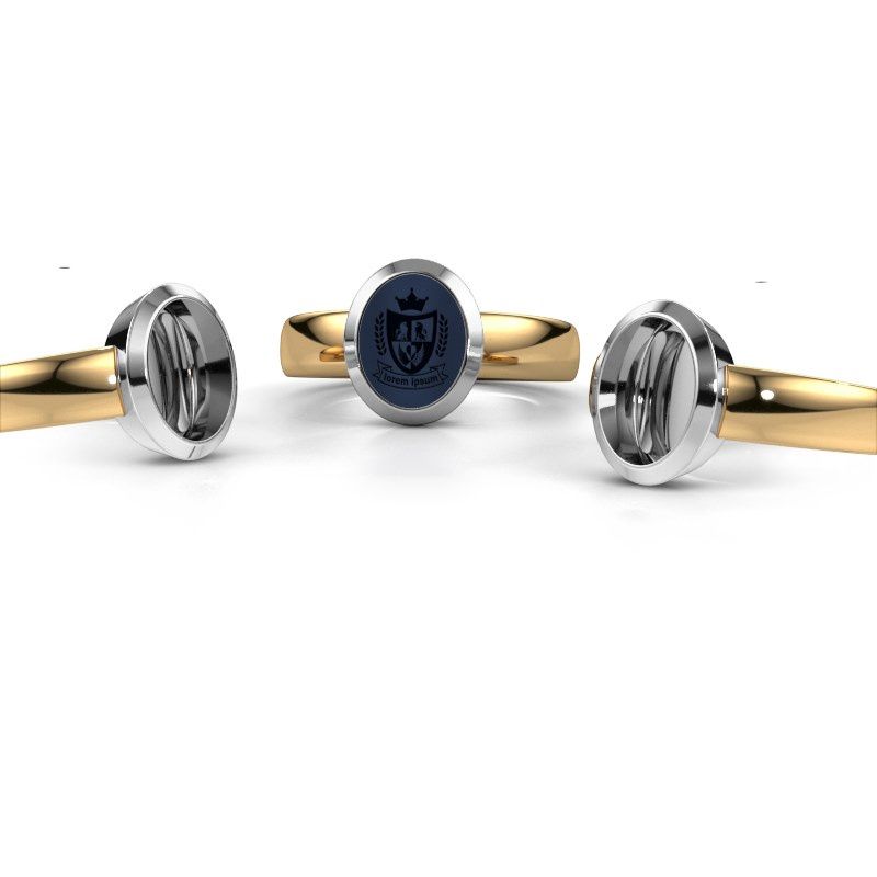 Afbeelding van Pinkring Oscar 1<br/>585 goud<br/>Donker blauw lagensteen 10x8 mm