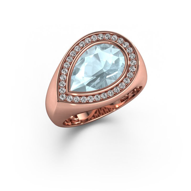 Ring Latashia 585 rose gold aquamarine 12x8 mm