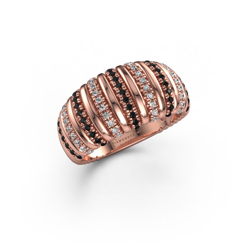 Ring Dawn 10mm 585 rose gold black diamond 0.46 crt