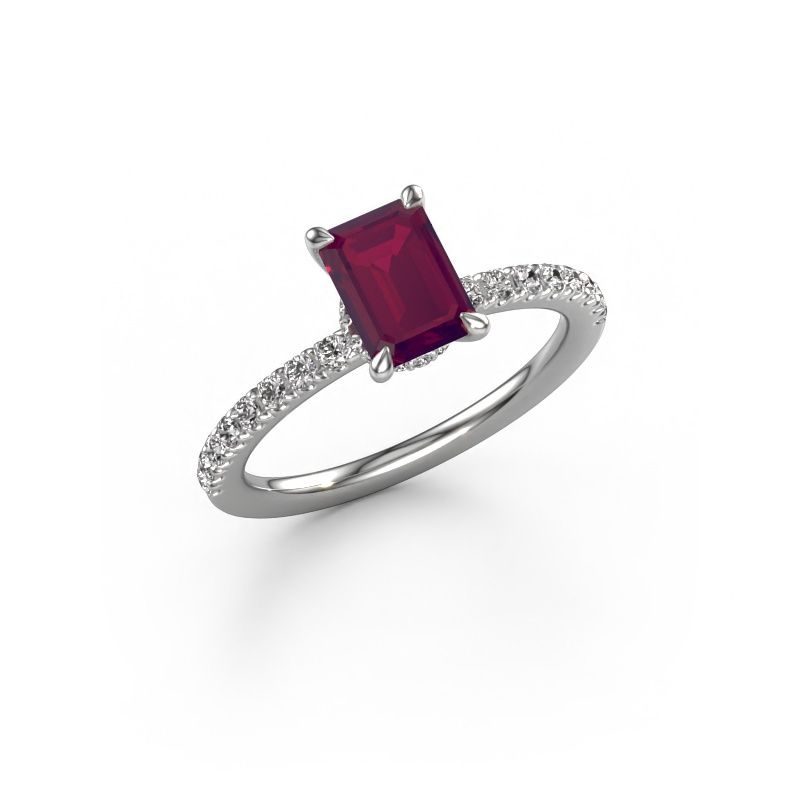 Engagement ring Crystal EME 4 950 platinum rhodolite 7x5 mm