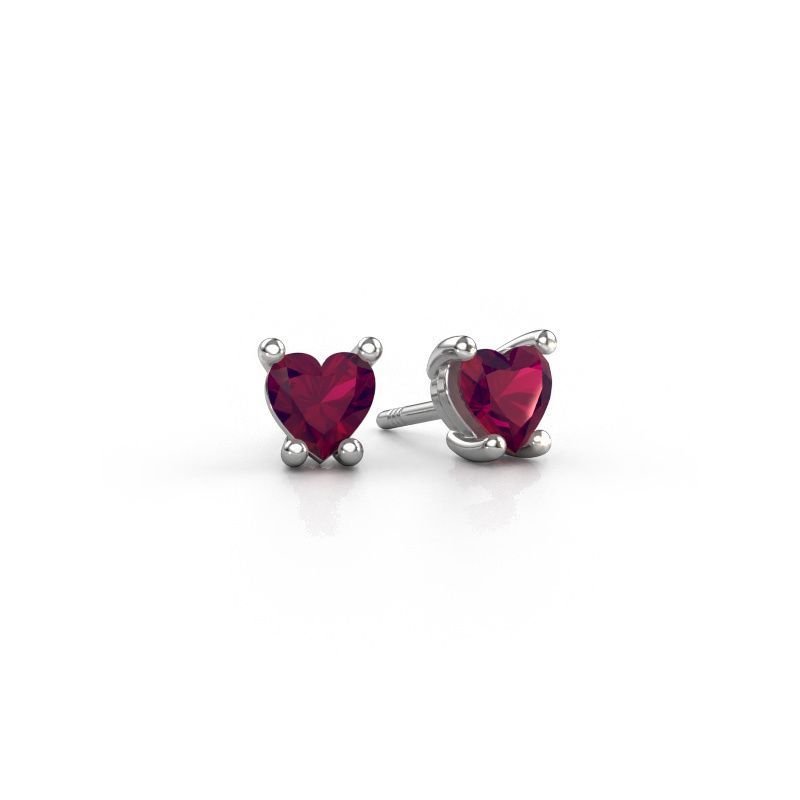 Oorbellen Sam Heart 950 platina rhodoliet 5 mm