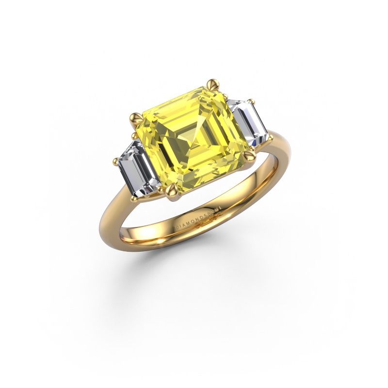 Engagement ring Maggie ASC 585 gold yellow lab grown diamond 8.5 mm