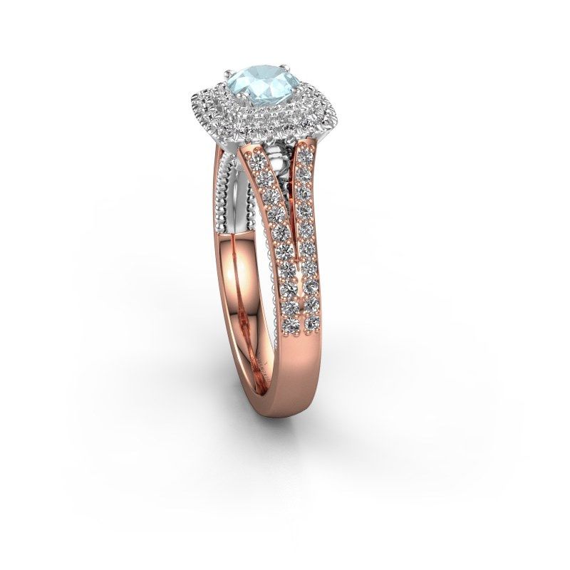 Afbeelding van Verlovingsring Annette<br/>585 rosé goud<br/>Aquamarijn 5 mm