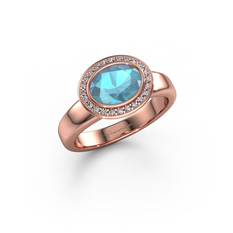 Ring Salena 585 Roségold Blau Topas 8x6 mm