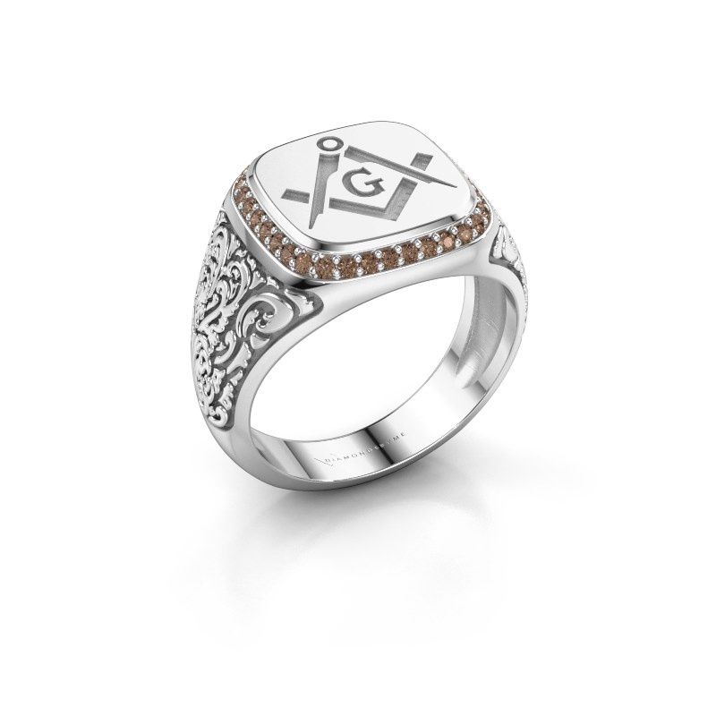 Image of Men's ring johan 2<br/>950 platinum<br/>Brown diamond 0.255 crt