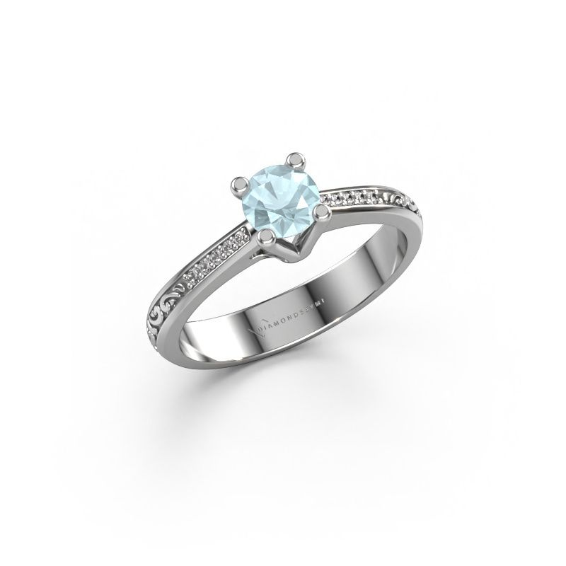 Engagement ring Mei 950 platinum aquamarine 4.7 mm