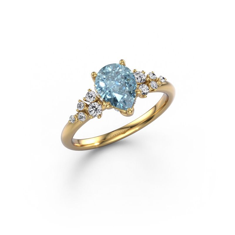 Engagement ring Emma PER 585 gold blue lab grown diamond 8x6 mm
