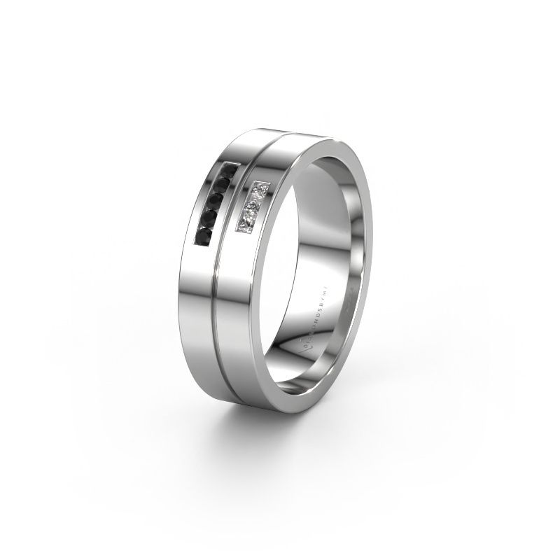Wedding ring WH0207L16AP 950 platinum black diamond ±0.24x0.07 in
