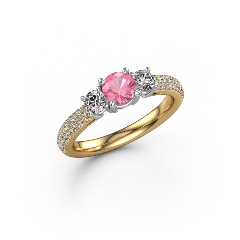 Bague de fiançailles Marielle RND 585 or jaune saphir rose 6 mm