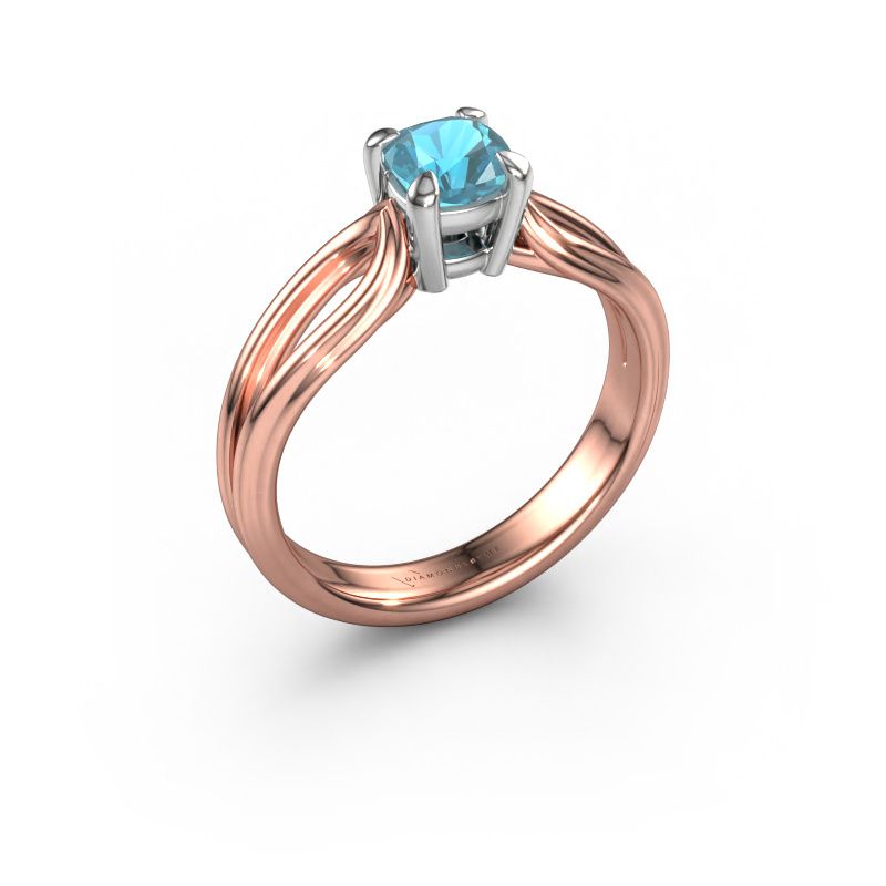 Verlobungsring Antonia cus 1 585 Roségold Blau Topas 5 mm