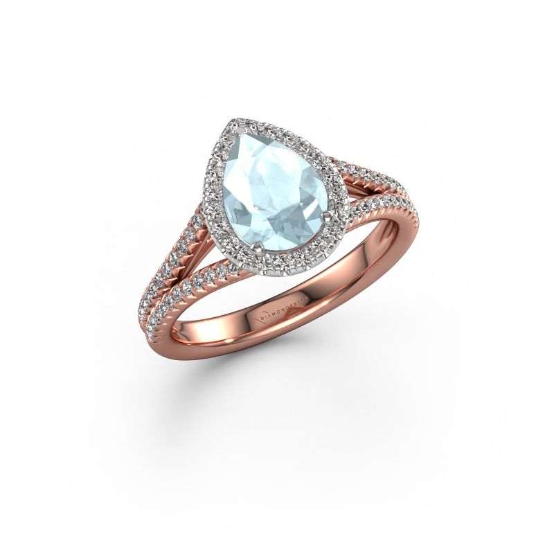 Verlobungsring Verla pear 2 585 Roségold Aquamarin 8x6 mm