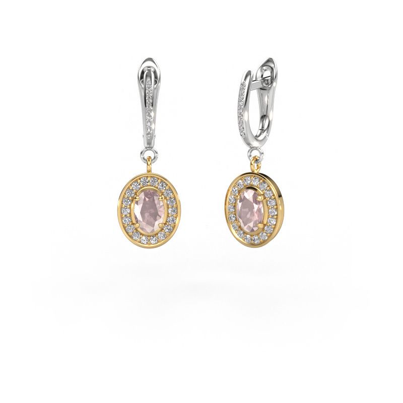 Drop earrings Layne 2 585 gold morganite champagne 7x5 mm