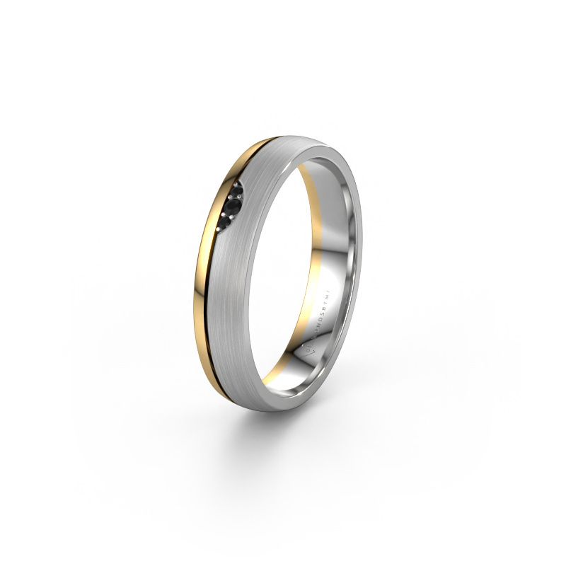 Wedding ring WH0334L24X 585 white gold black diamond ±4x1.5 mm
