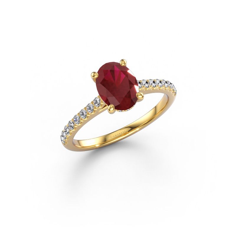 Engagement ring Sophie OVL 585 gold ruby 8x6 mm