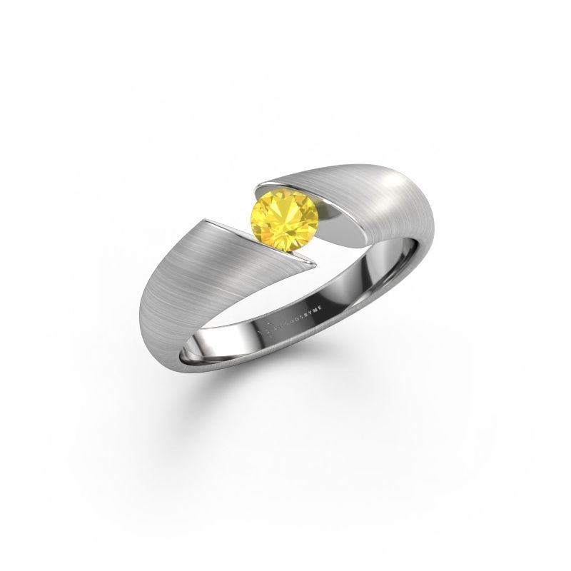 Ring Hojalien 1 585 white gold yellow sapphire 4.2 mm