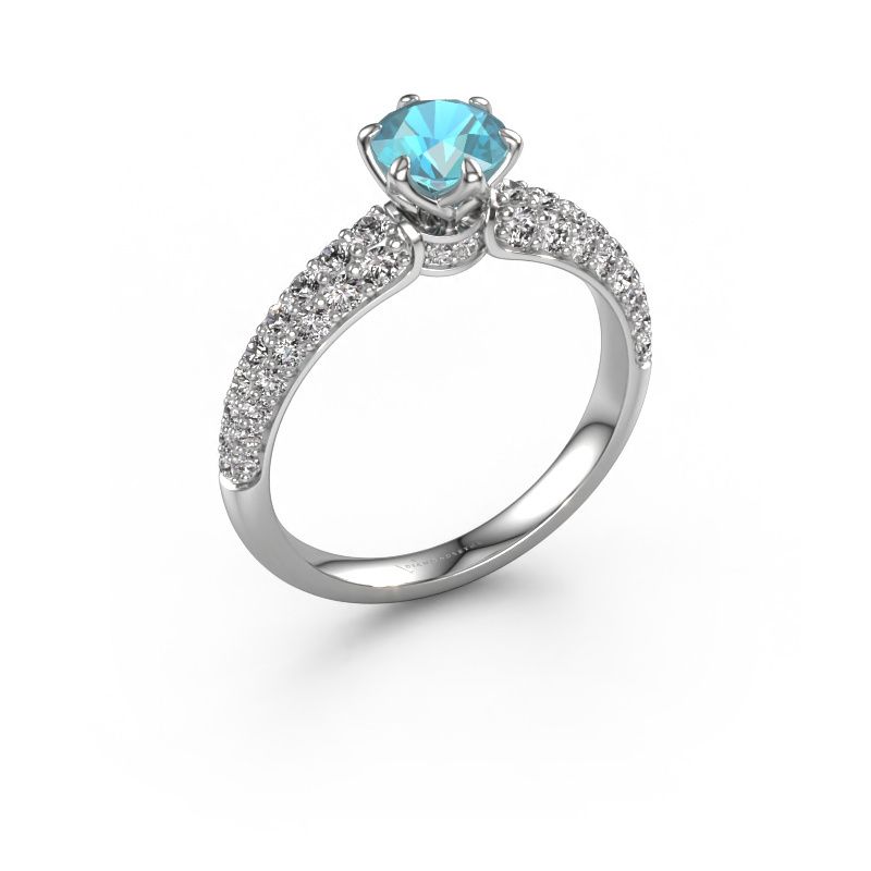 Verlobungsring Meryl 950 Platin Blau Topas 5.7 mm
