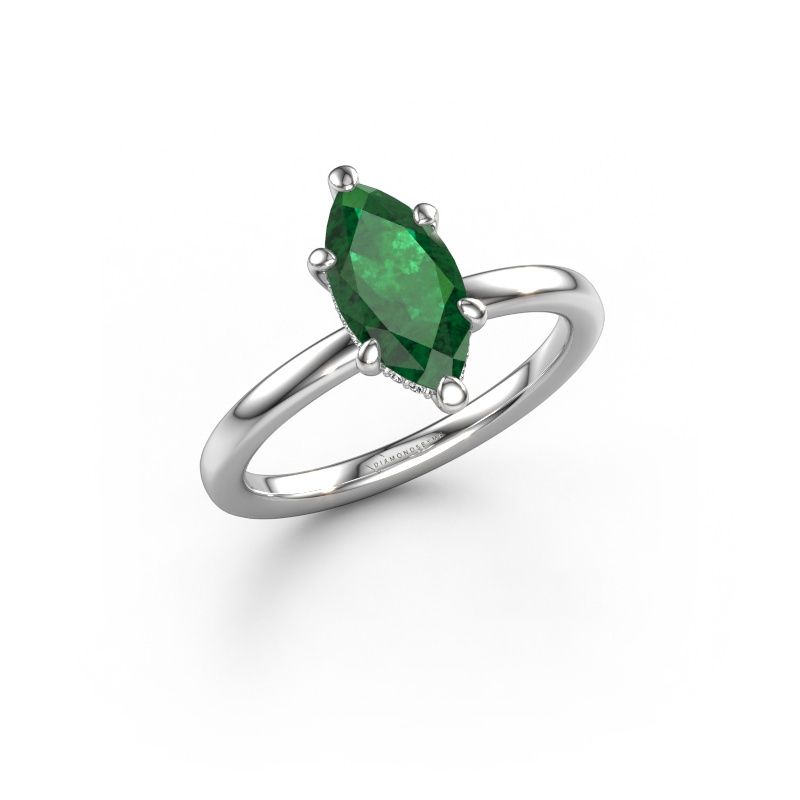 Engagement ring Simone MRQ 2 950 platinum emerald 11x5.5 mm