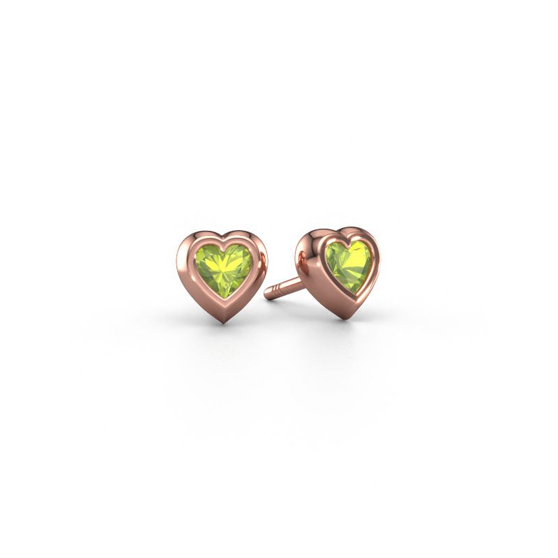 Clous d'oreilles Charlotte 585 or rose péridot 4 mm