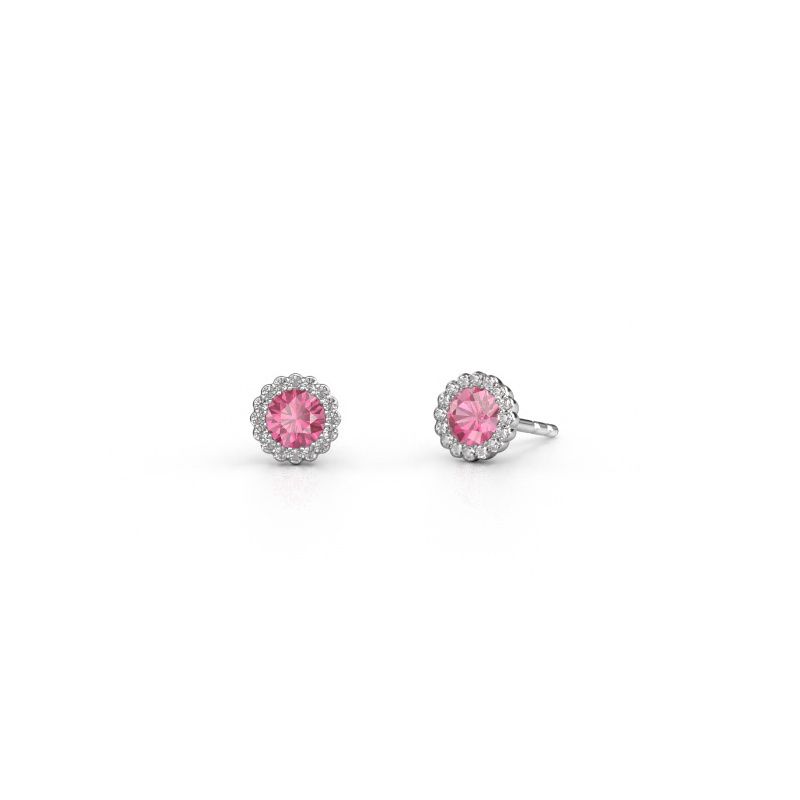 Ohrringe Queen 585 Weißgold Pink Saphir 4.2 mm