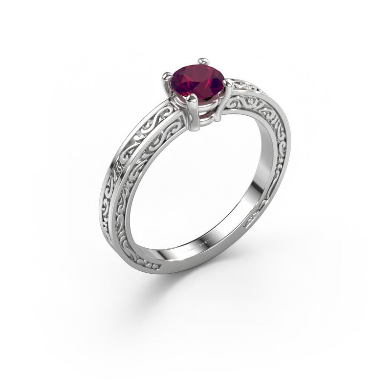 Verlobungsring Claudette 1 585 Weißgold Rhodolit 5 mm