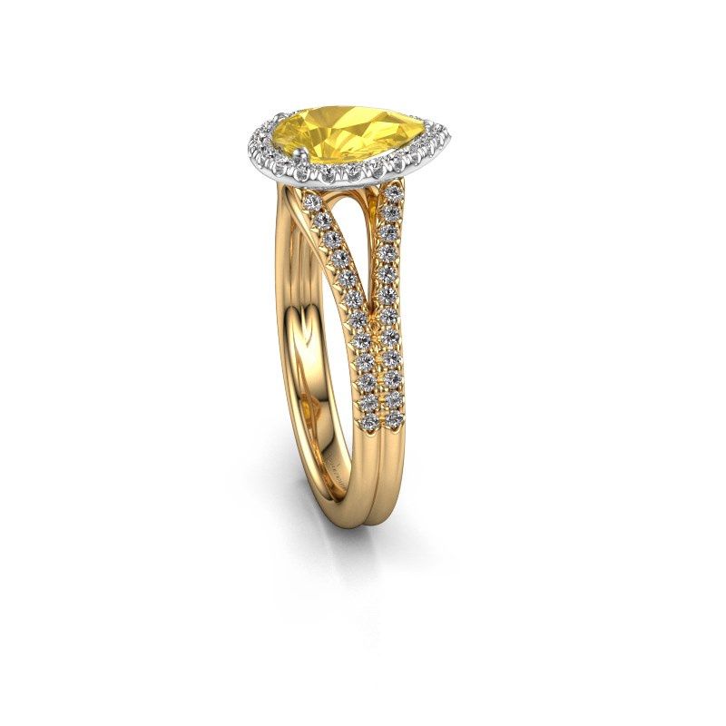 Afbeelding van Verlovingsring verla pear 2<br/>585 goud<br/>Gele saffier 8x6 mm