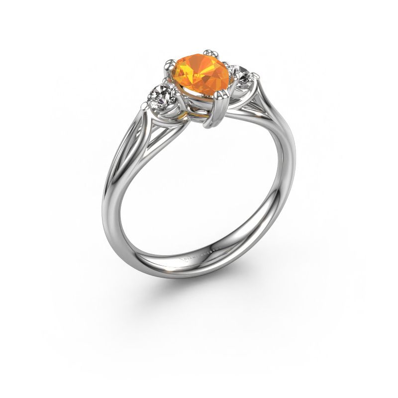 Verlobungsring Amie per 950 Platin Citrin 7x5 mm